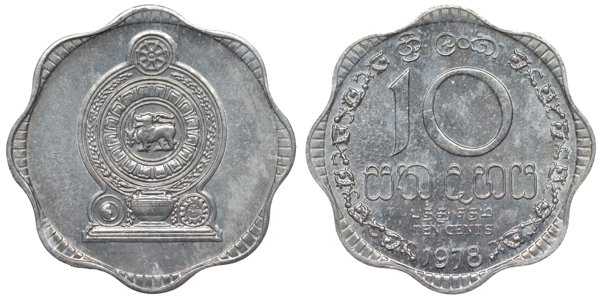Шри-Ланка 10 центов 1978 KM 140 a алюминий 4118-952