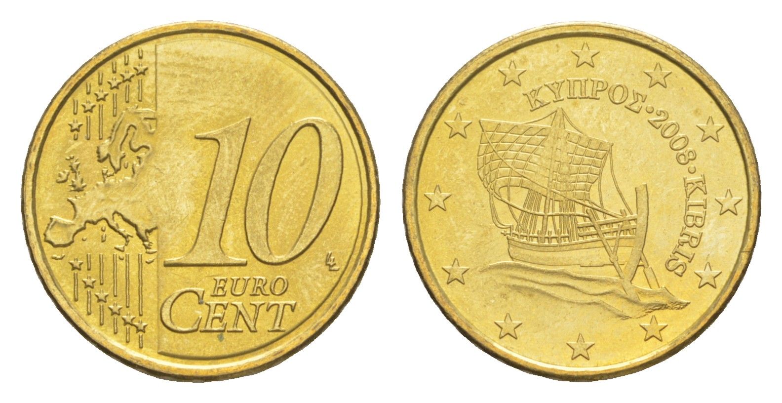 Кипр 10 евроцентов 2008 KM 81 нордик BU 4649-1127