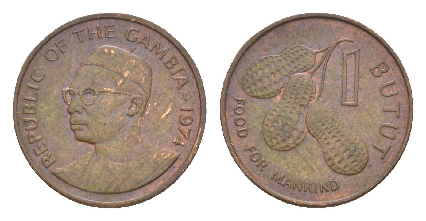Гамбия 1 бутут 1974 ФАО - Еда для человечества KM 14 бронза 4643-623