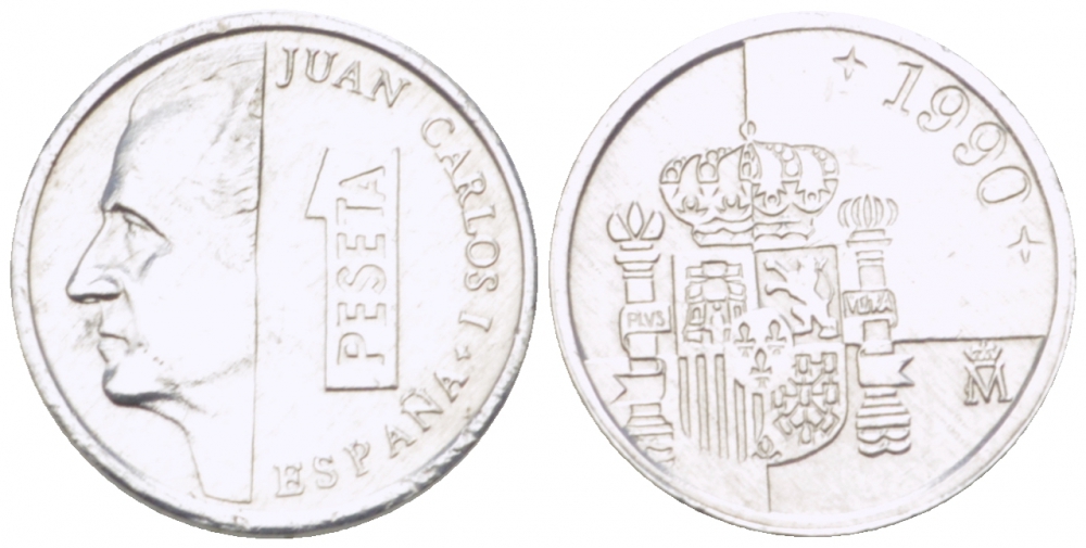 ИСПАНИЯ 1 ПЕСЕТА 1990 ХУАН КАРЛОС I (1975-) KM 832 алюминий 3955-415