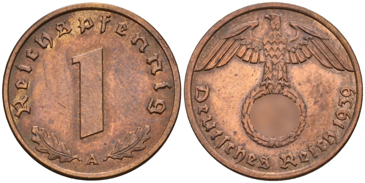 Германия 1 рейхспфенниг 1939 A KM 89, J. 361 бронза 4147-1166