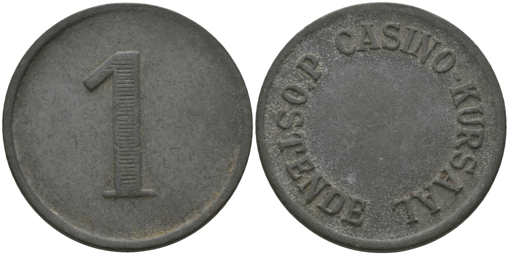 Ливан 1 жетон 1920? казино KURSAAL d'OSTENDE цинк 98-914