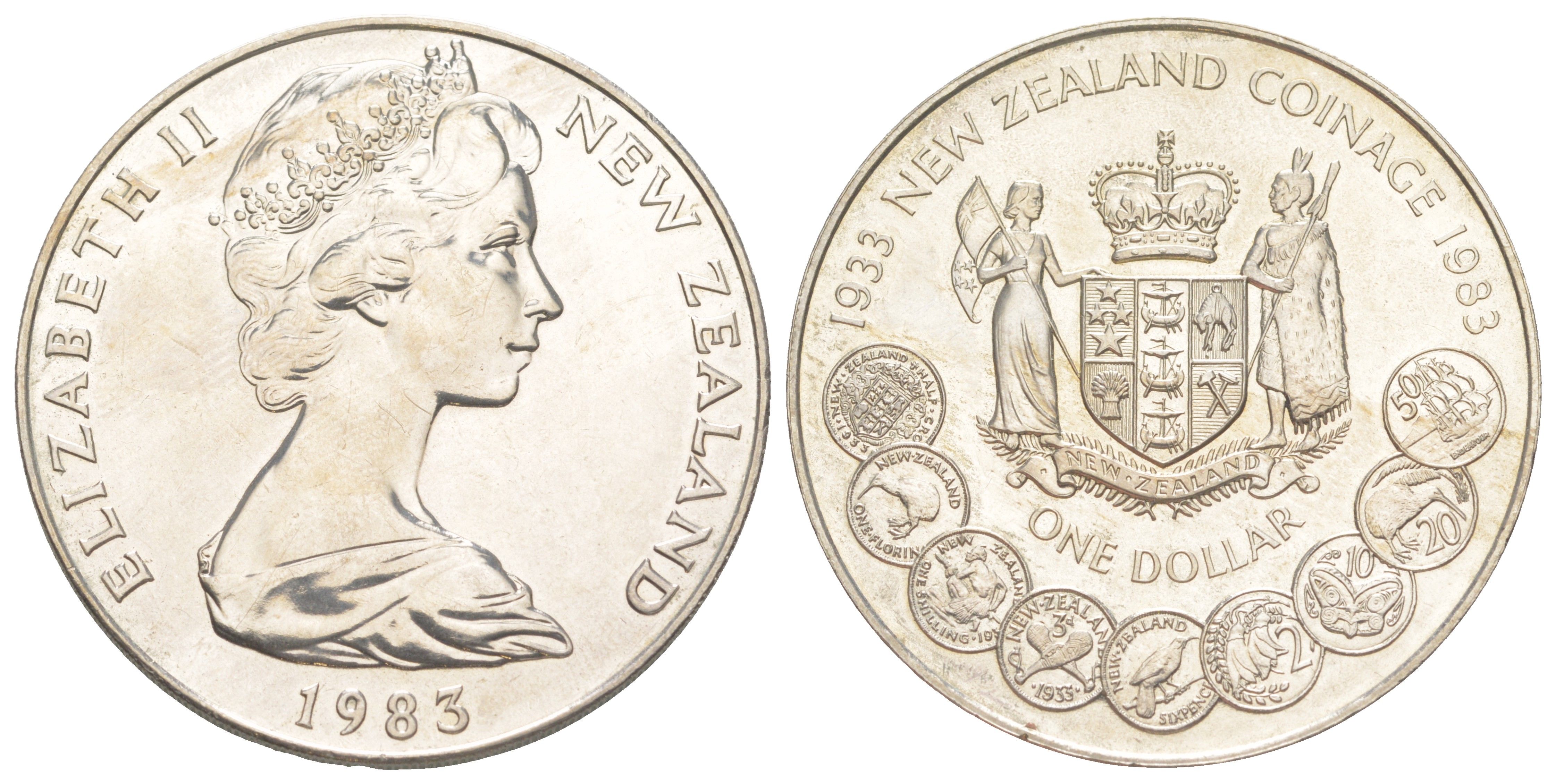 Новая Зеландия 1 доллар 1983 50 лет чеканке монет Новой Зеландии KM 53 медно-никель BU 01-235-45