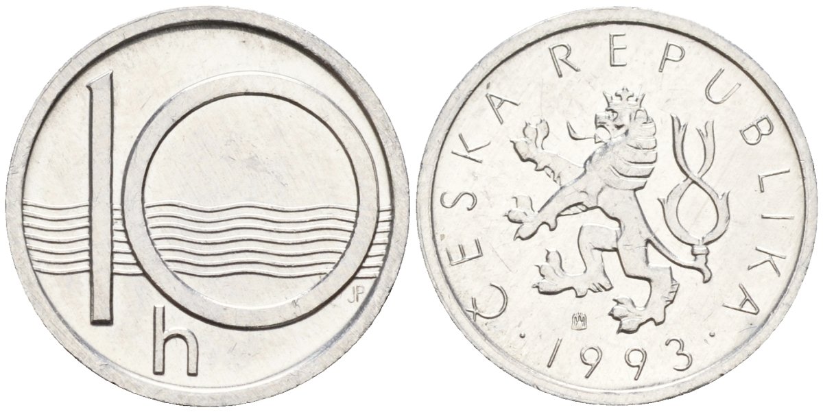 Чехия 10 геллеров 1993 KM 6 алюминий 4152-763