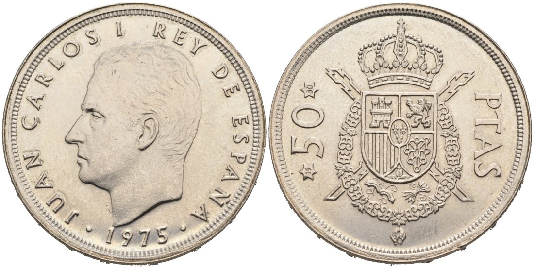 Испания 50 песет 1975(80) Хуан Карлос I (1975-2001) KM 809 медно-никель 4572-542