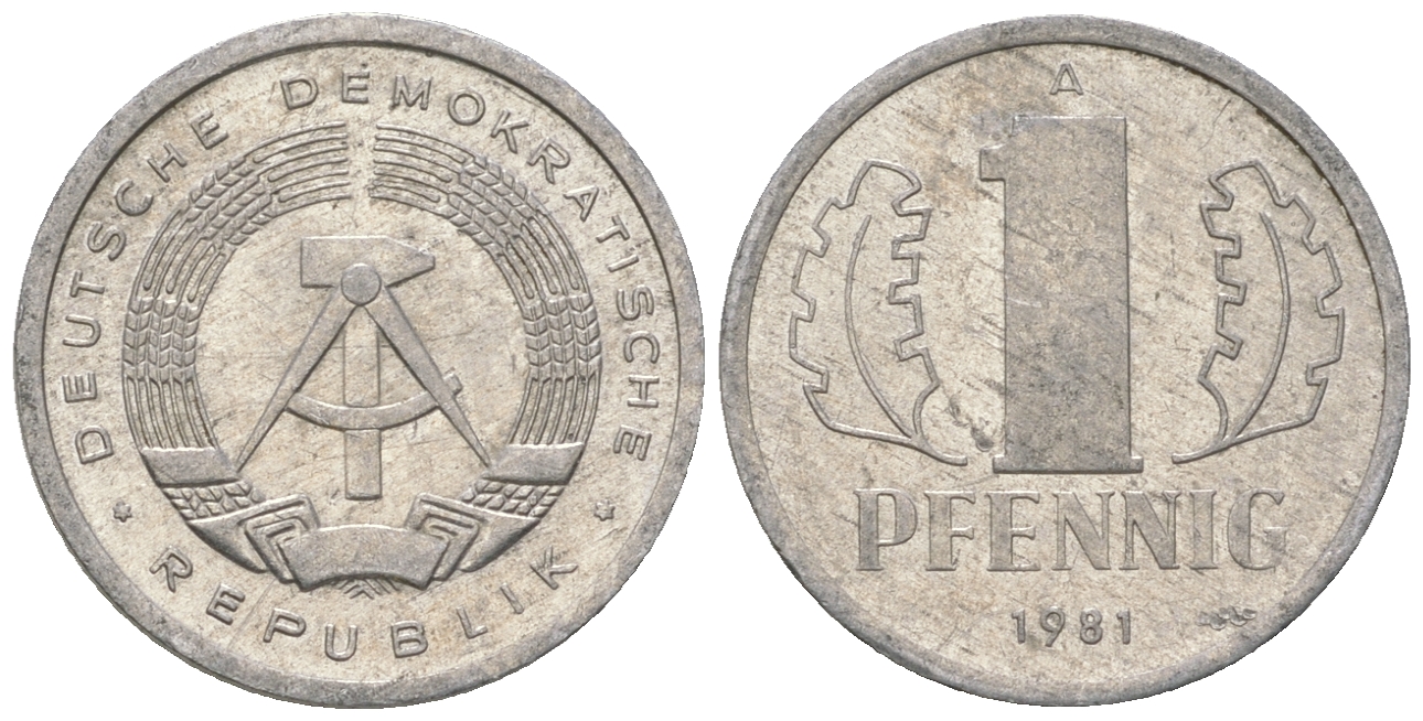 ГДР 1 пфенниг 1981 А KM 8.2 алюминий 4623-423