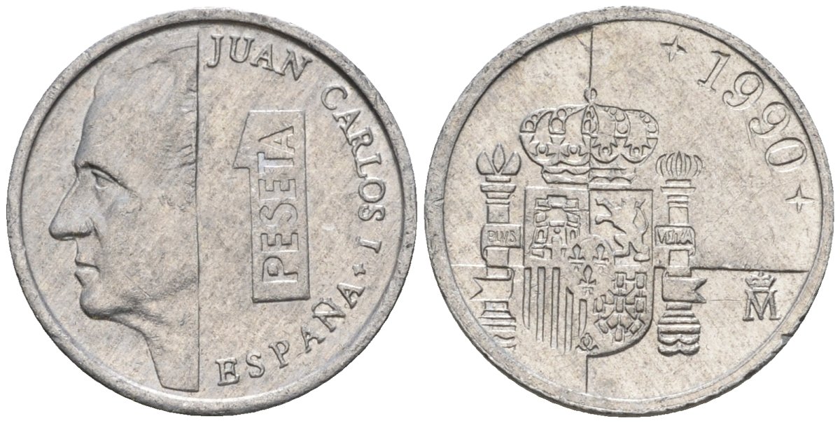 Испания 1 песета 1990 M, Хуан Карлос I (1975-2014) KM 832 алюминий 4602-1145