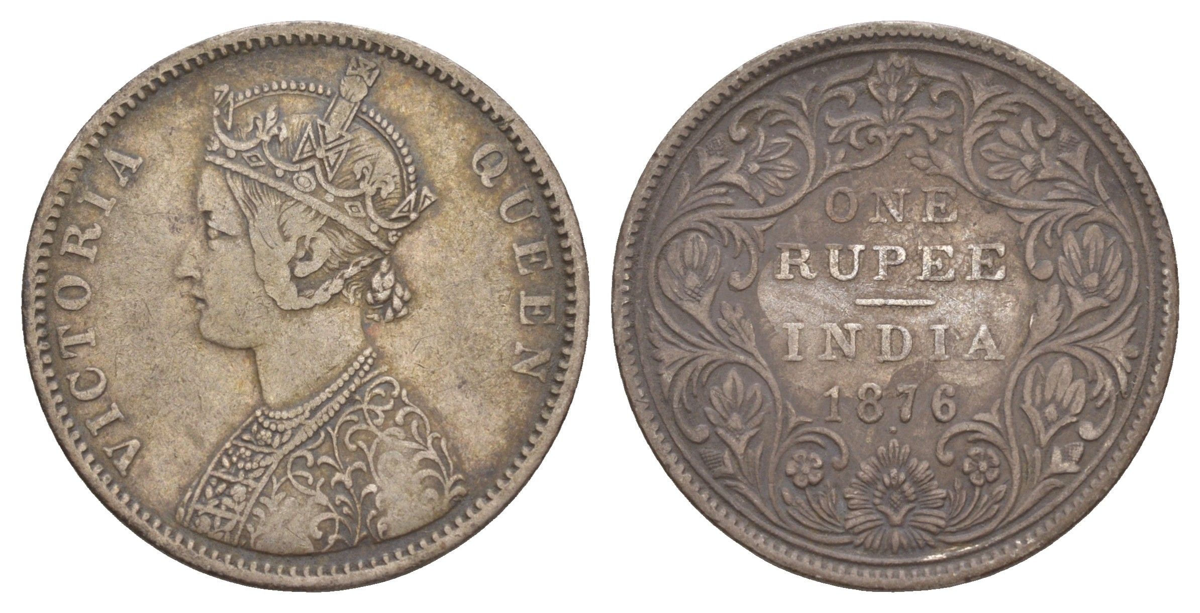 Британская Индия 1 рупия 1876 Виктория (1837-1901) KM 473 серебро 1519-1031