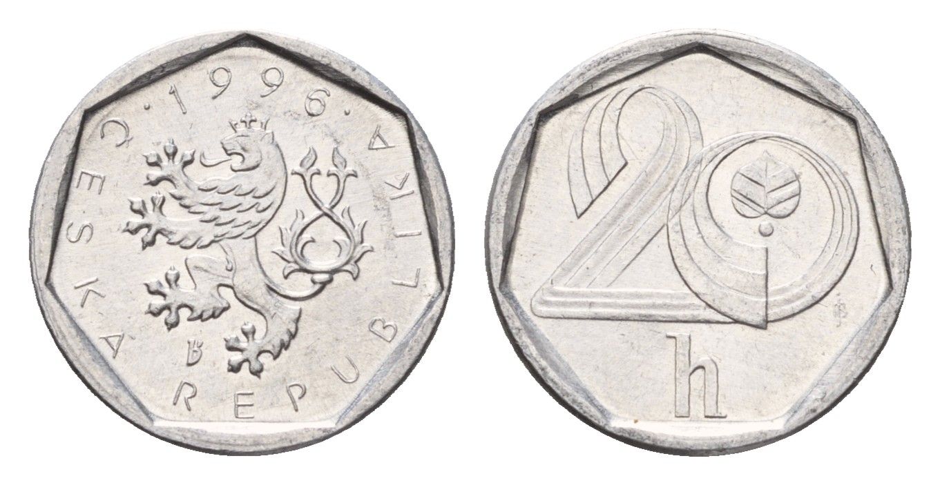 Чехия 20 геллеров 1996 KM 2.1 алюминий UNC 4674-839