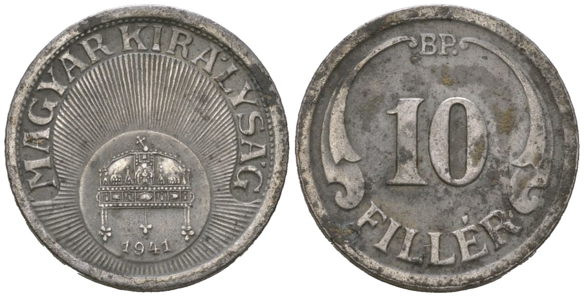 Венгрия 10 филлеров 1941 BP KM 507a железо 4615-454