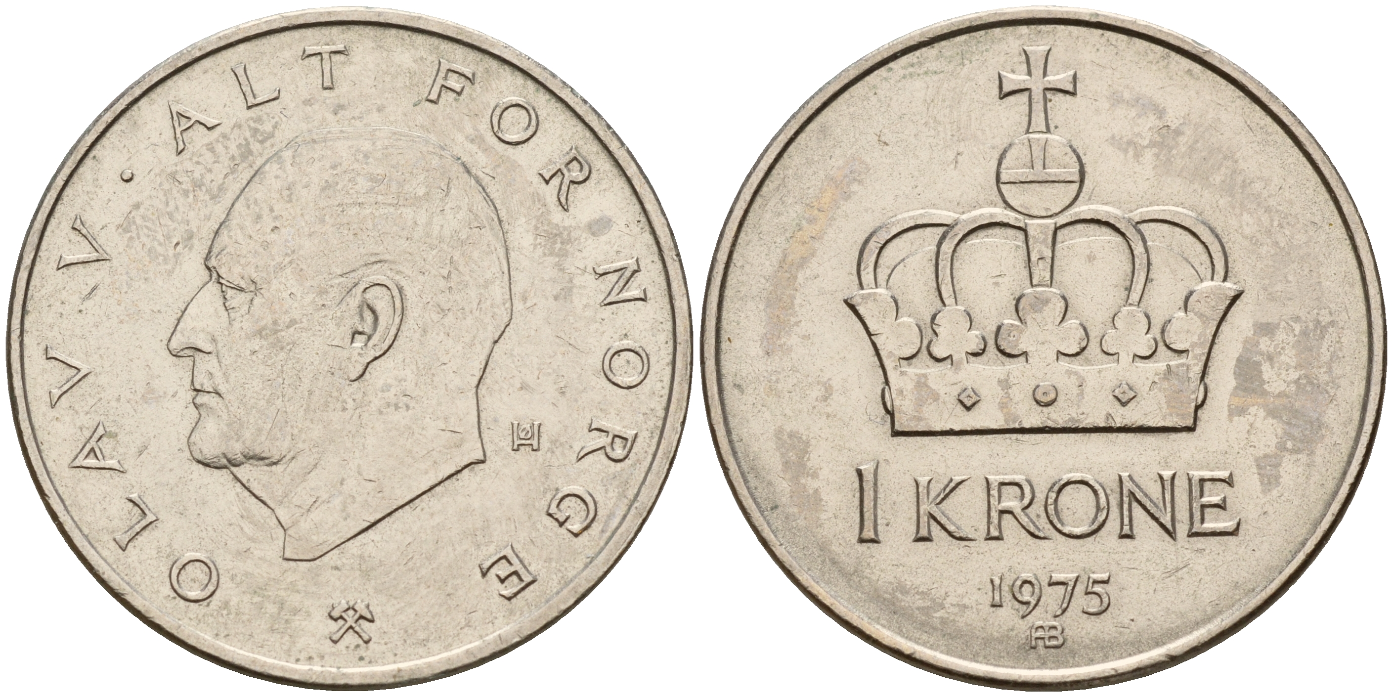 Норвегия 1 крона 1975 Улаф V (1958-1991) KM 419 медно-никель    4601-1037