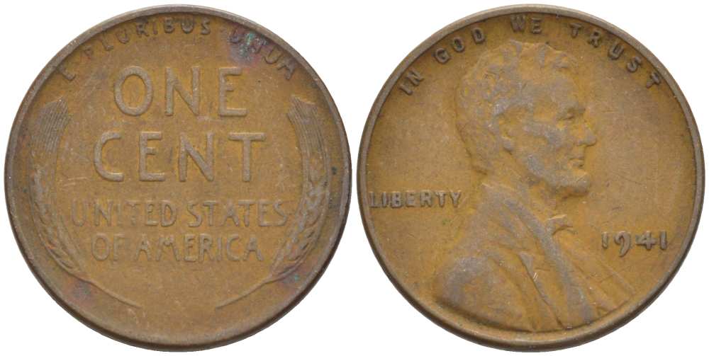 США 1 ЦЕНТ 1941 ЛИНКОЛЬН KM 132 бронза 218-422