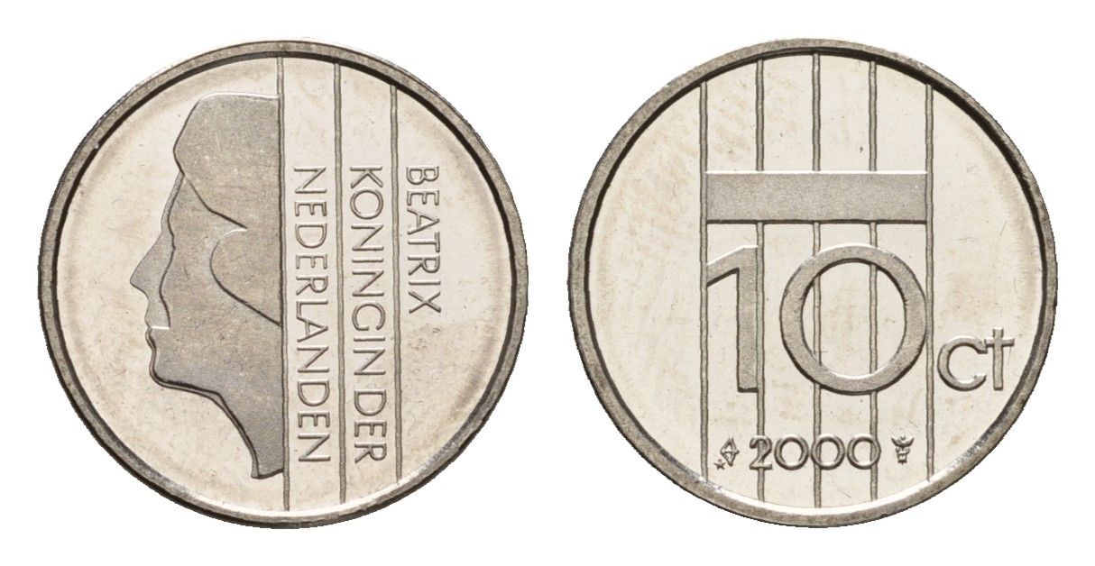 Нидерланды 10 центов 2000 Беатрикс (1980-2013) KM 203 никель PROOF 1515-2325