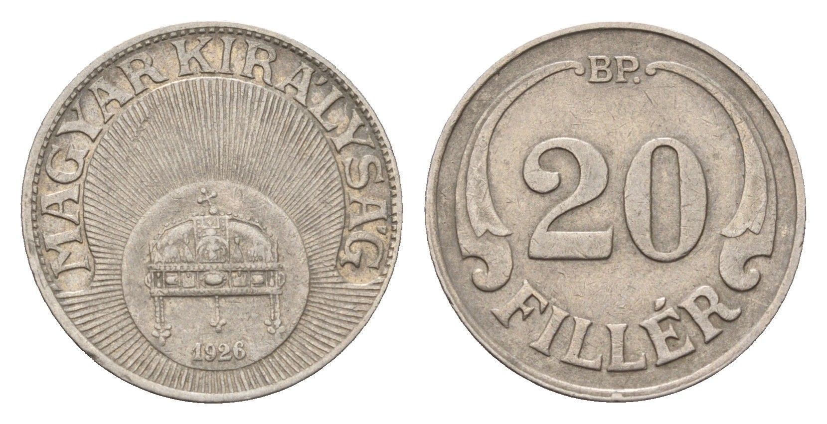 Венгрия 20 филлеров 1926 KM 508 медно-никель 44-1265