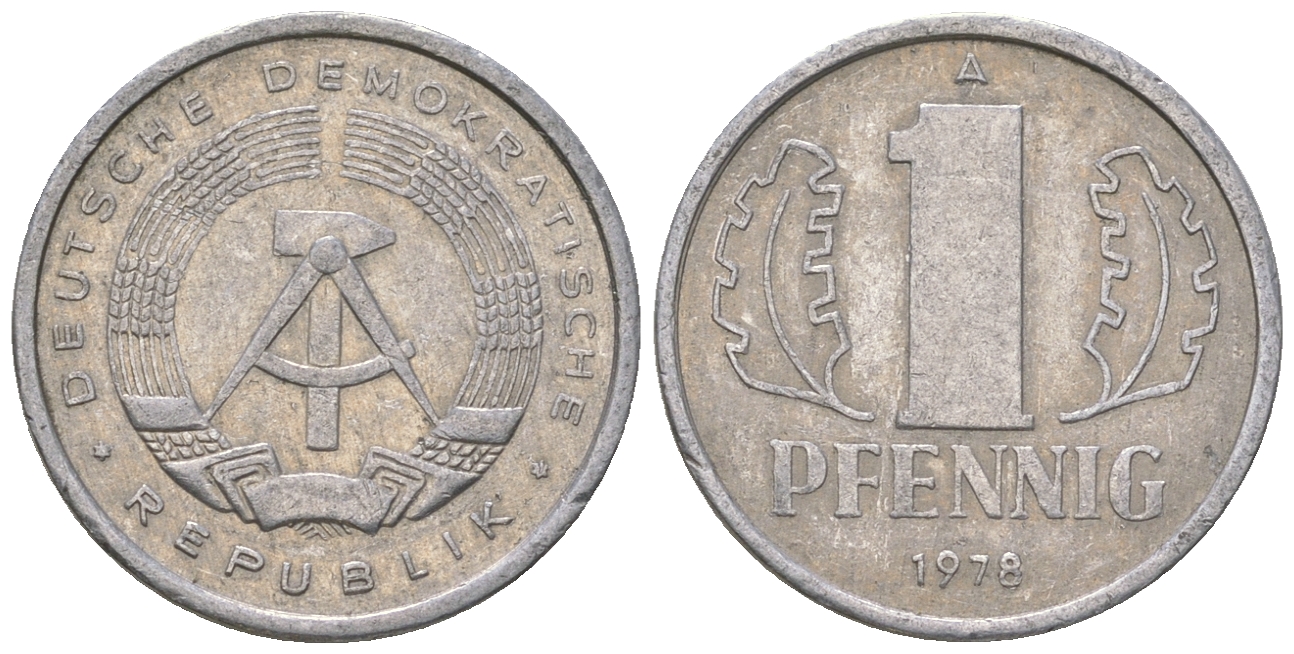 ГДР 1 пфенниг 1978 А KM 8.2 алюминий 4623-341