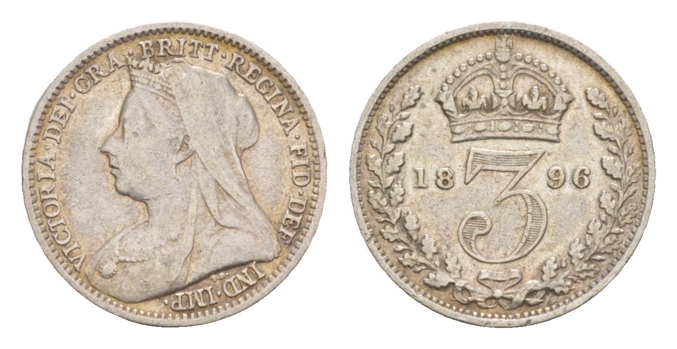 Великобритания 3 пенса 1896 Виктория (1837-1901) KM 777, Spink 3942 серебро 4658-961