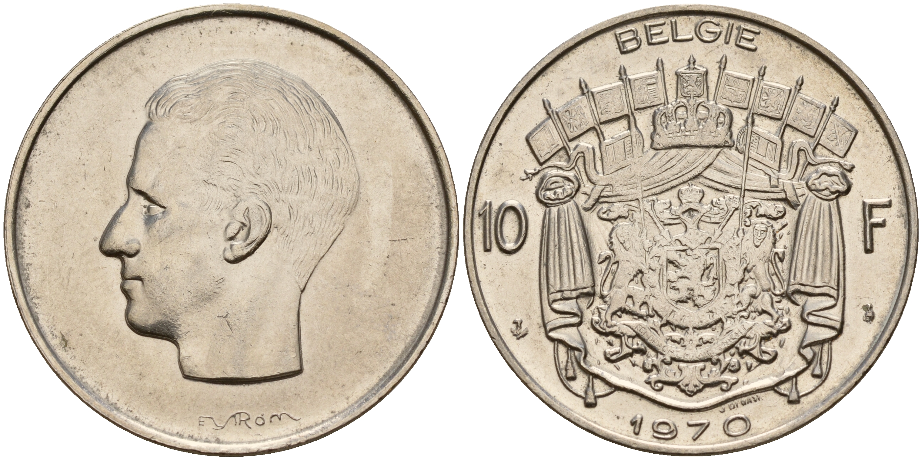 Бельгия 10 франков 1970 Belgie KM 156.1 никель    4187-442