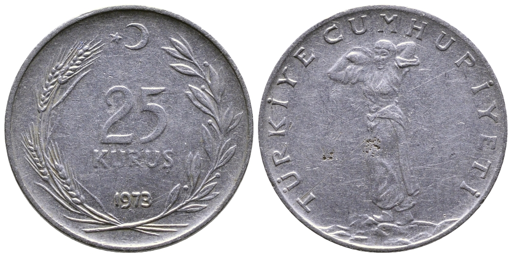 ТУРЦИЯ 25 КУРУШЕЙ 1973 KM 892.3 сталь 84-1132