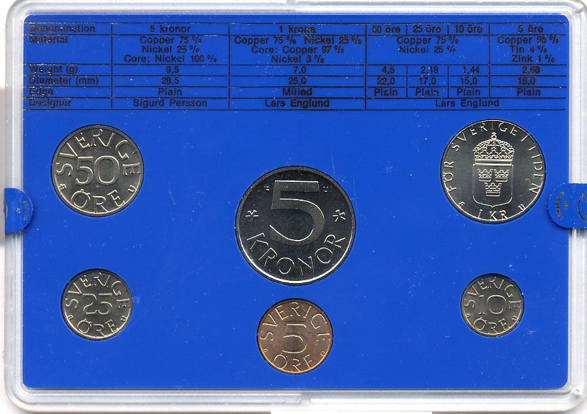 Швеция набор монетного двора из 6 монет 1979 в пластике Карл XVI Густав (1973- ) KM MS11 UNC 4-3-6-100