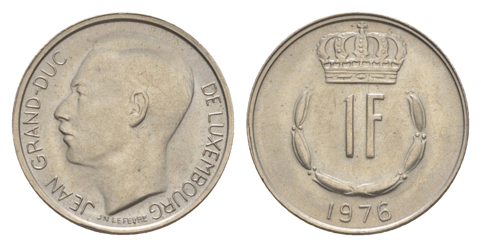 Люксембург 1 франк 1976 Герцог Жан (1964-1999) KM 55 медно-никель 4643-541