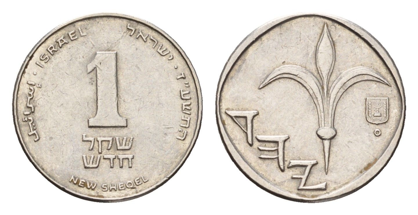 Израиль 1 новый шекель 2017 JE 5777 KM 160a сталь плакированная никелем 4621-1255