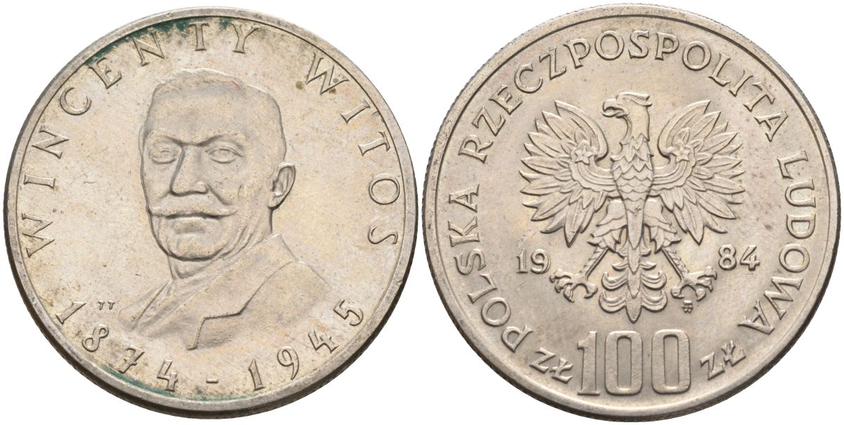 Польша 100 злотых 1984 110 лет со дня рождения Винценты Витоса Y 148 медно-никель 4162-842