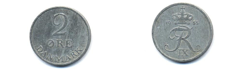 ДАНИЯ 2 ЭРЕ 1955 ФРИДЕРИК IX KM 840.1 цинк 4379-728