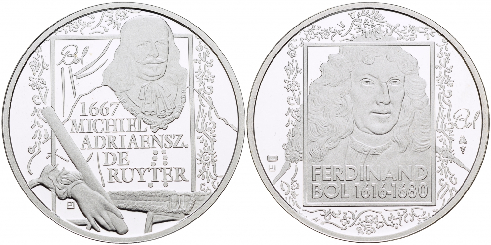 НИДЕРЛАНДЫ МЕДАЛЬ ФЕРДИНАНД БОЛЬ (1616-1680), ПОРТРЕТ АДМИРАЛА МИХАИЛА АНДРИАНСОНА ДЕ РЮЙТЕРА 1667 ГОД, ДИАМЕТР 30 мм., ВЕС 9,42 гр. медно-никель 1087-2-35