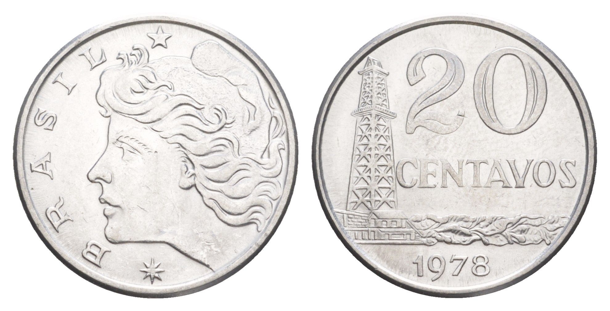 Бразилия 20 сентаво 1978 KM 579.1a нержавеющая сталь UNC 4642-1113