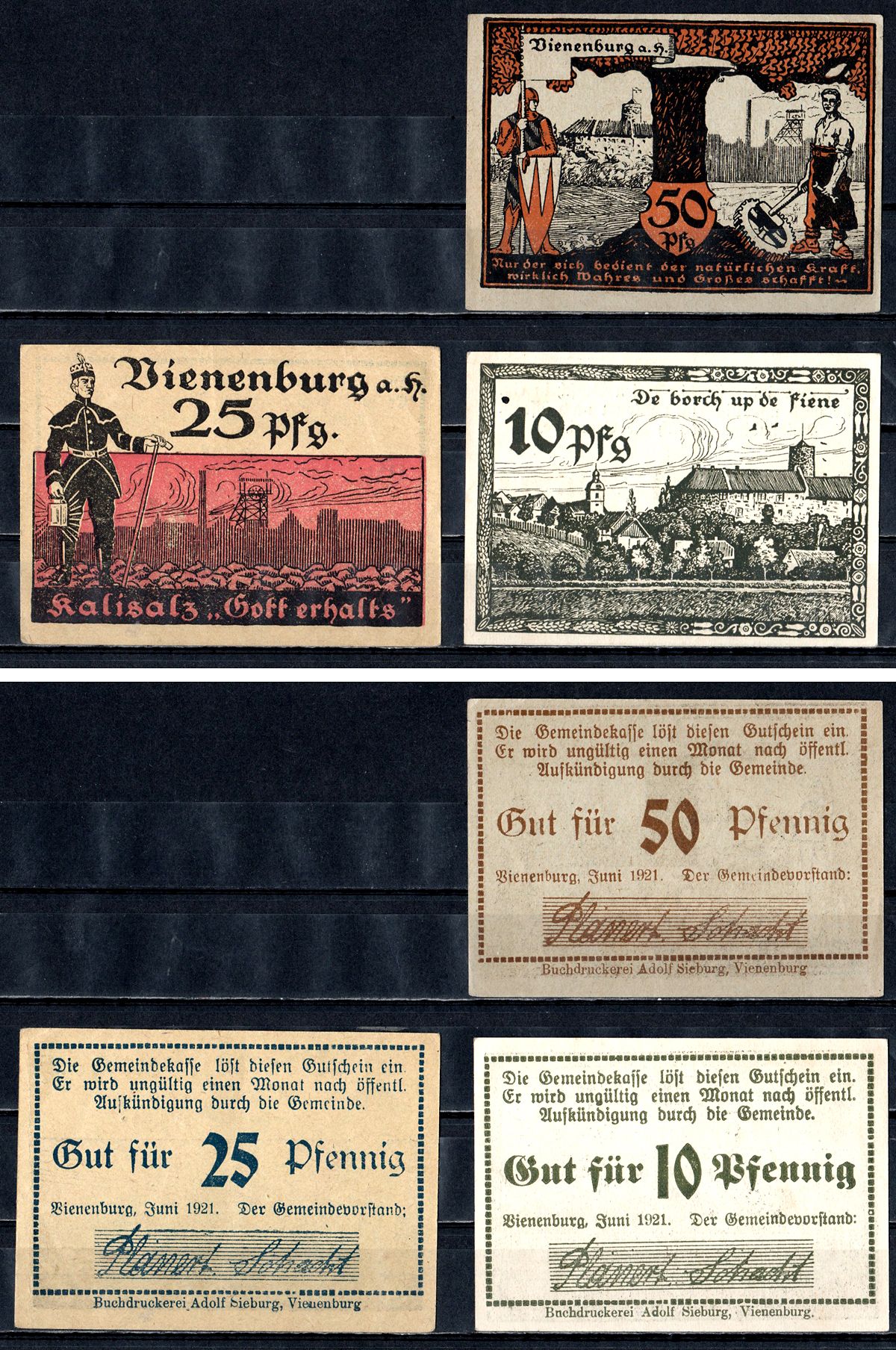 Вененбург (Пруссия, Ганновер) набор из 3 нотгельдов 1921 2193-34-3-2