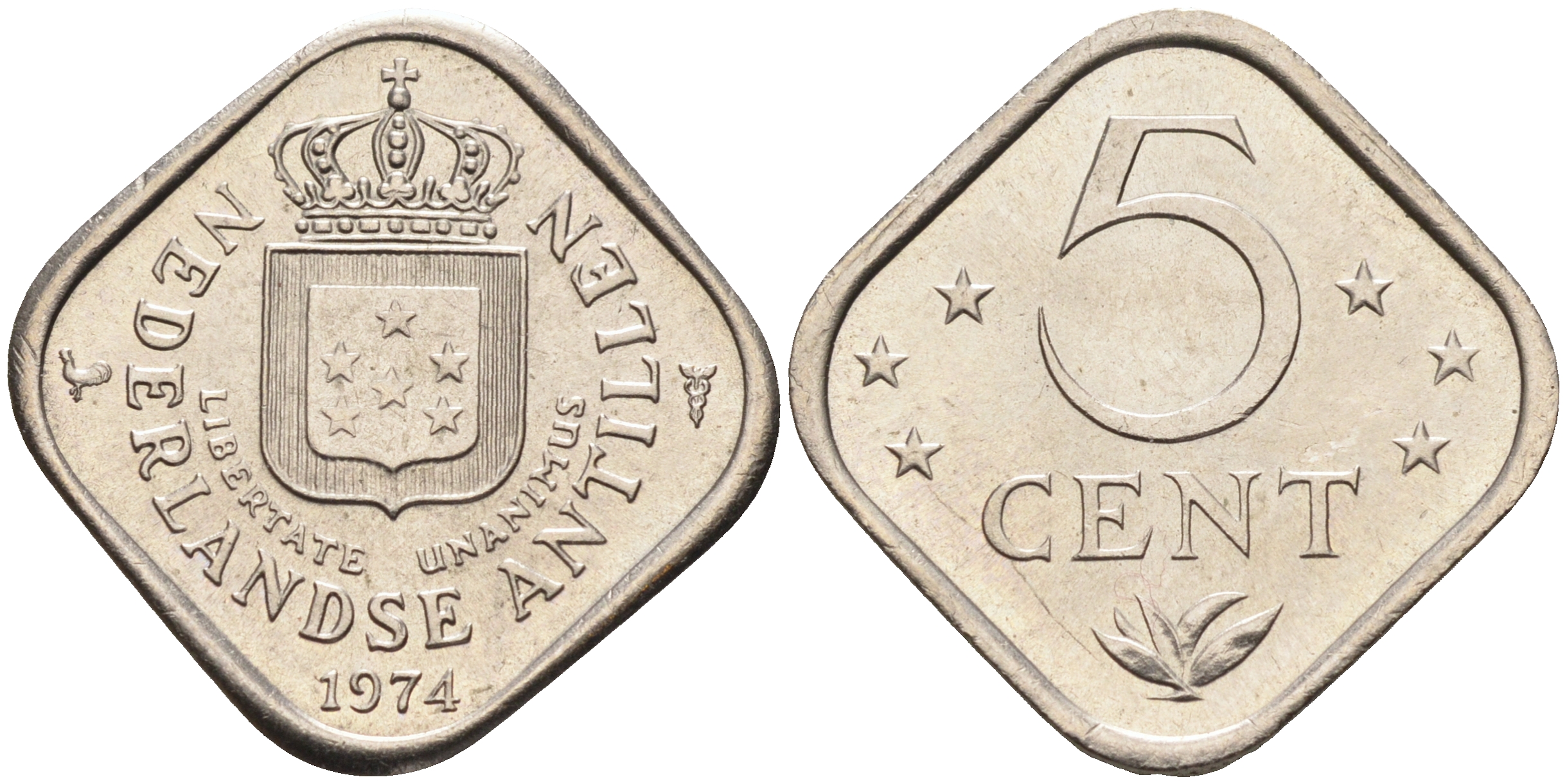 Нидерландские Антилы 5 центов 1974 Юлиана (1948-1980) KM 13 медно-никель 4177-355