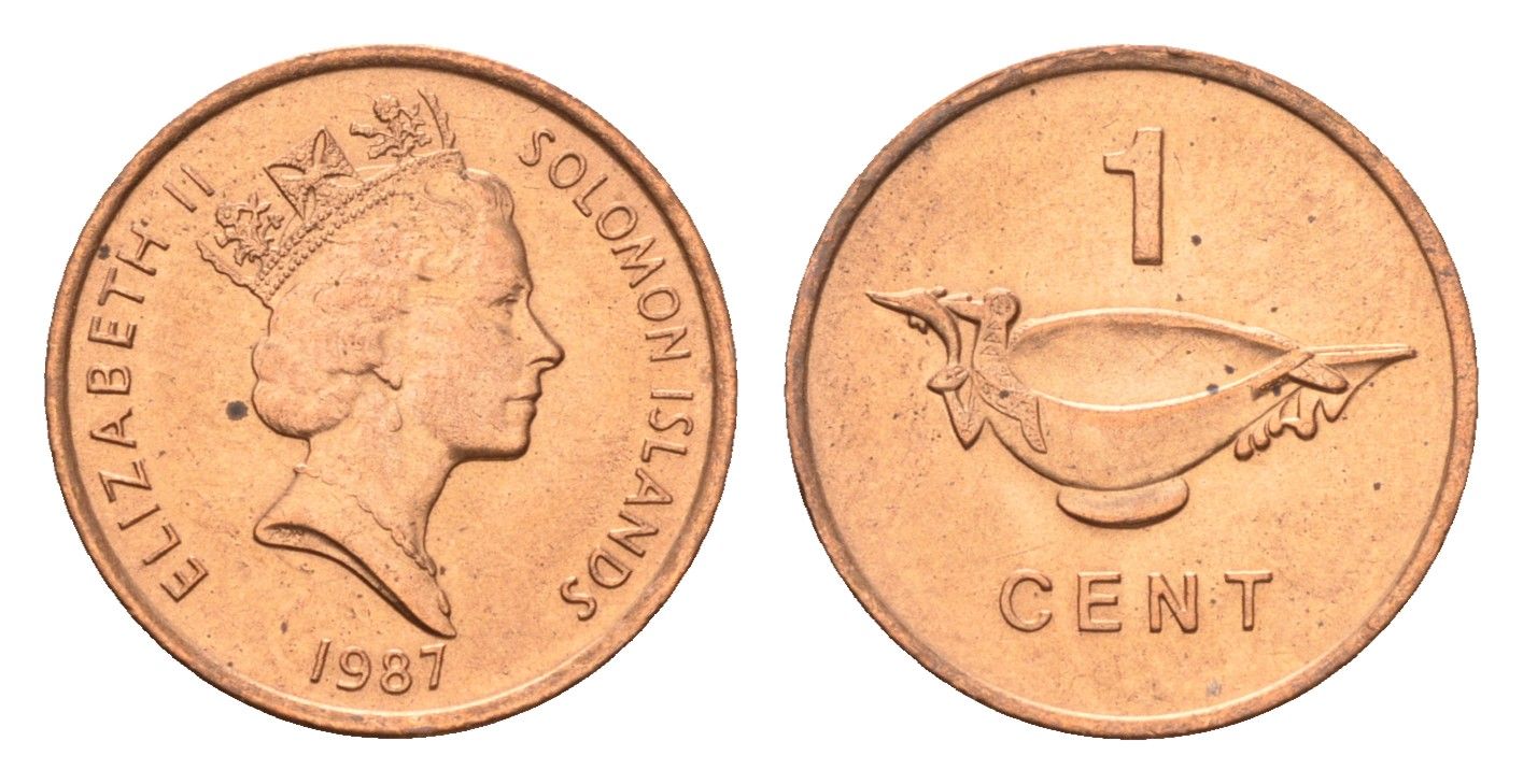 Соломоновы Острова 1 цент 1987 KM 24 сталь плакированная бронзой UNC 4669-529