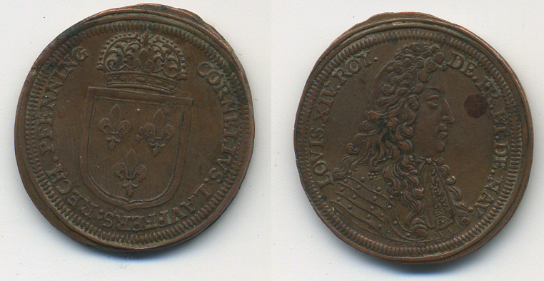 ФРАНЦИЯ ЖЕТОН ND ЛУИ XIV медь 41-641
