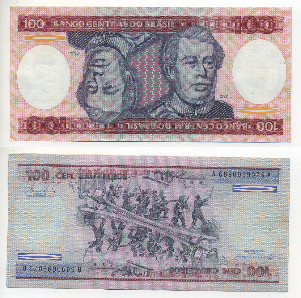 БРАЗИЛИЯ 100 КРУЗЕЙРО 1984 ПОДПИСЬ 21, ГЕОРЦОГ КАКСИАС Pick 198b бумага UNC (ПРЕСС) 7548-19-1