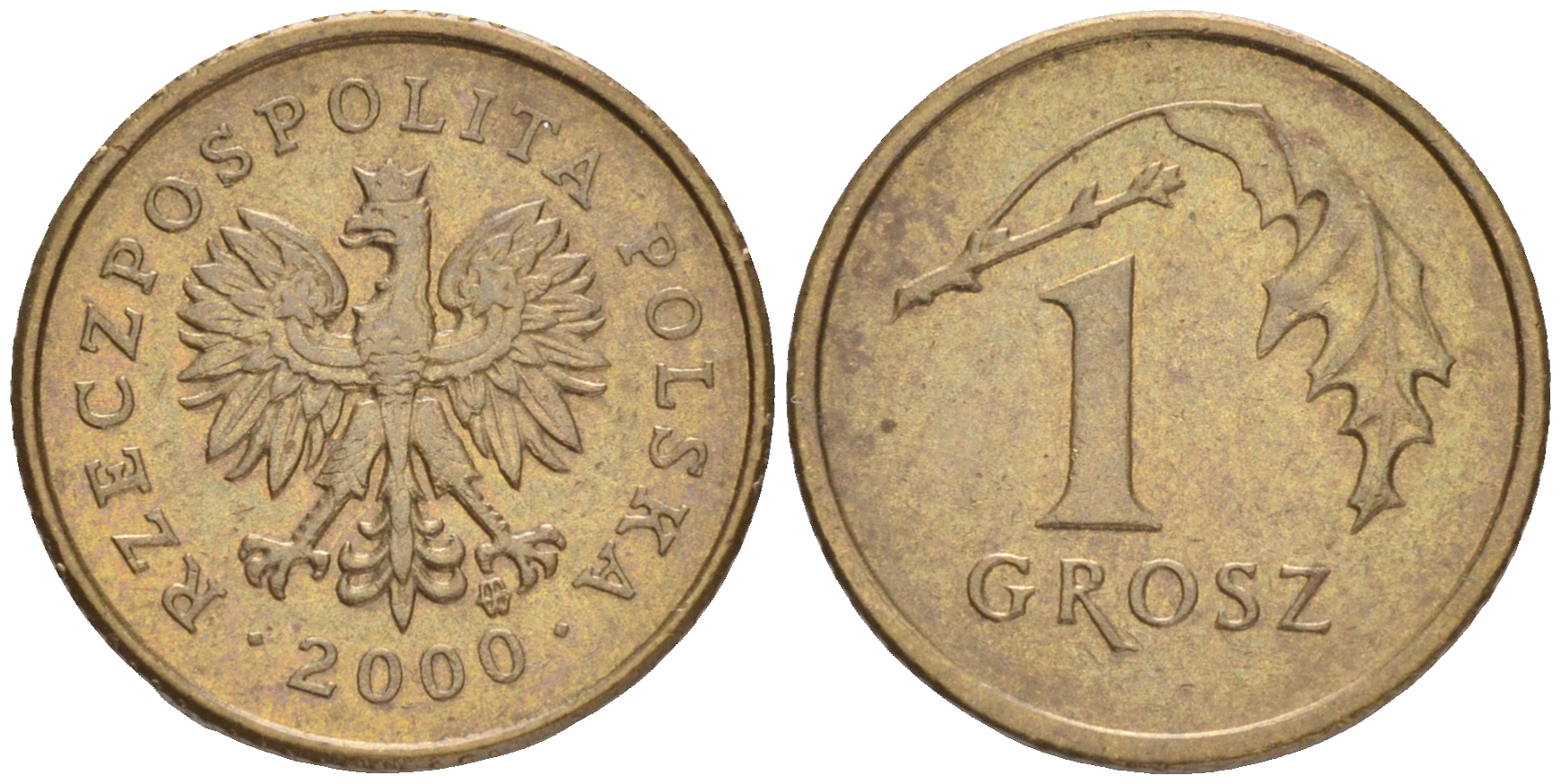 Польша 1 грош 2000 MW KM 276, Parchimowicz 701i латунь 4516-754
