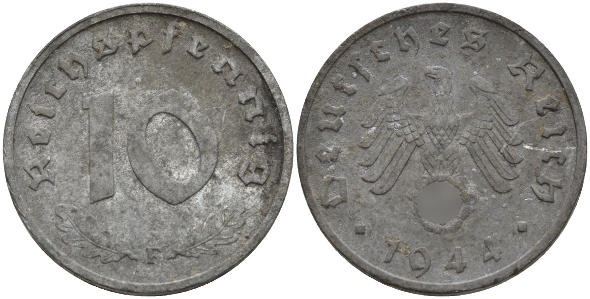Германия 10 рейхспфеннигов 1944 J KM 101, J.371 цинк 4151-337
