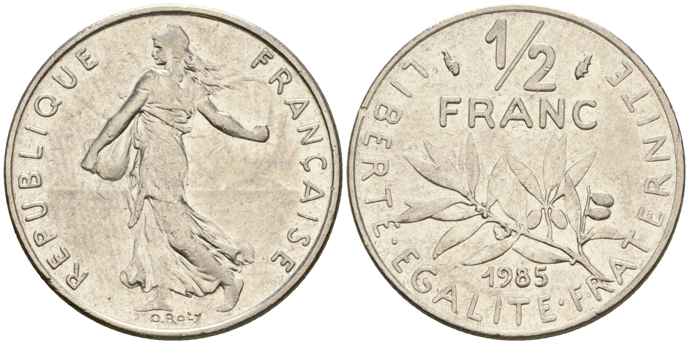 Франция 1/2 франка 1985 сеятель KM 931.1 никель 4364-437