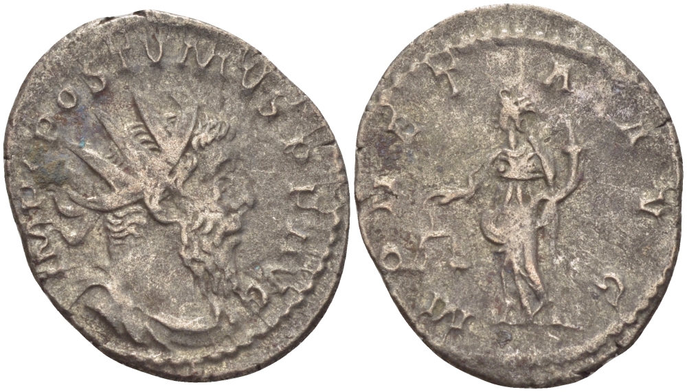 Римская Империя (императоры в Галлии) антониниан 260 - 269 Постум. IMP C POSTVMVS P F AVG / MONETA AVG, Монета с весами и рогом Изобилия, Колония Агриппины, Good Very fine RIC 315 биллон 1073-12-106