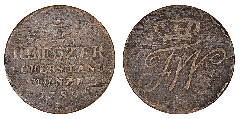 Силезия 1/2 крейцера 1789 A KM 47 медь 3459-234