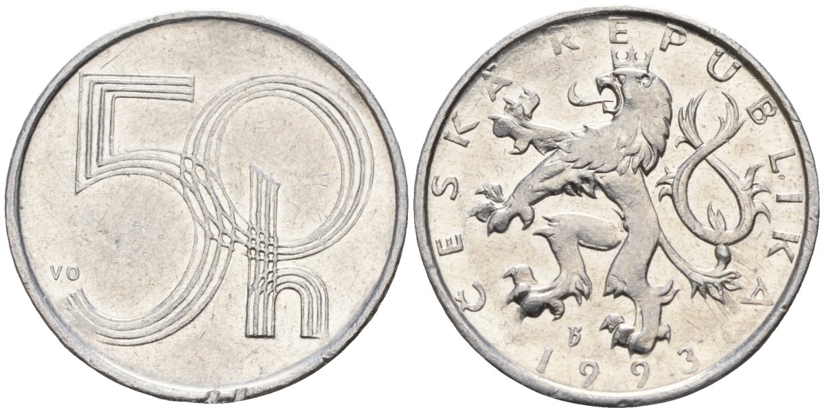 Чехия 50 геллеров 1993 KM 3 алюминий 4152-1011