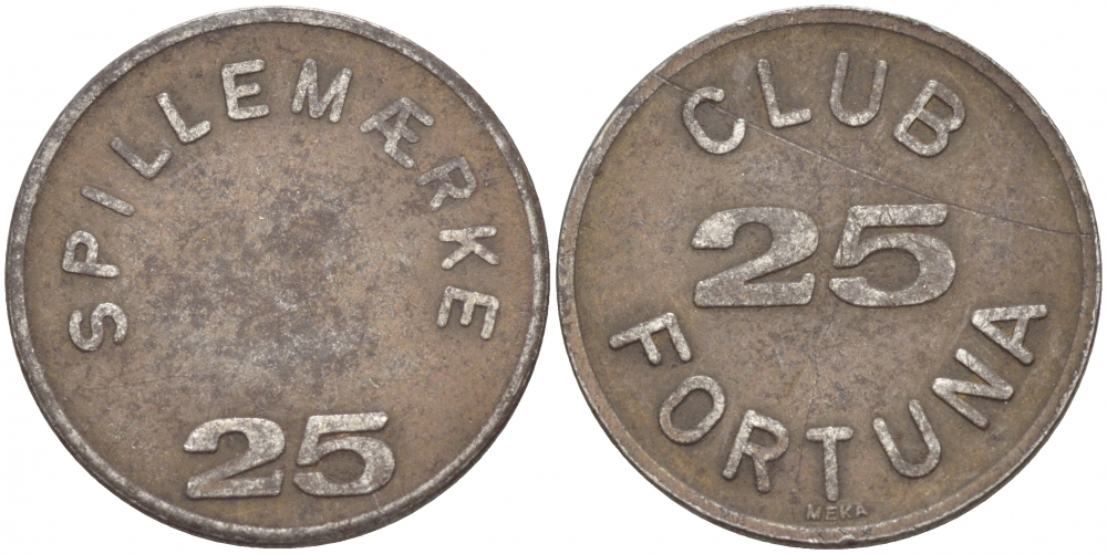 ДАНИЯ ЖЕТОН ИГРОВОЙ ND CLUB FORTUNA 25, SPILLENMAERKE железо 4544-936