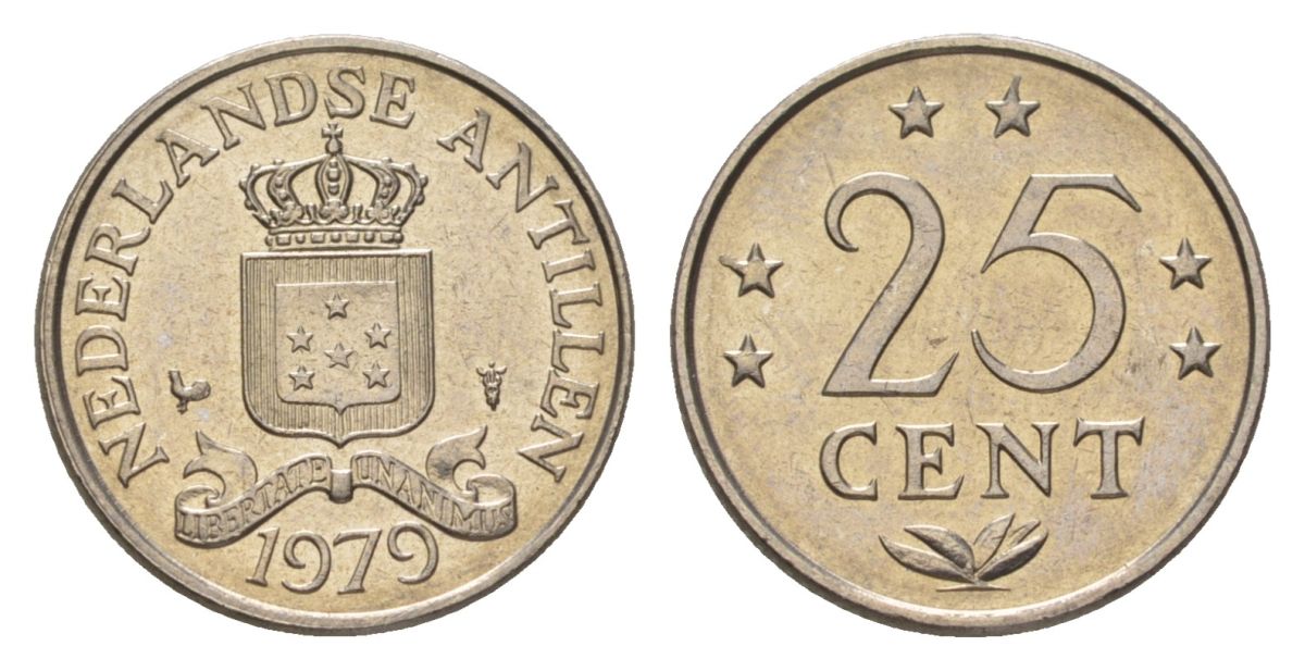 Нидерландские Антильские острова (Нидерландские Антилы) 25 центов 1979 KM 11 никель UNC 4627-715
