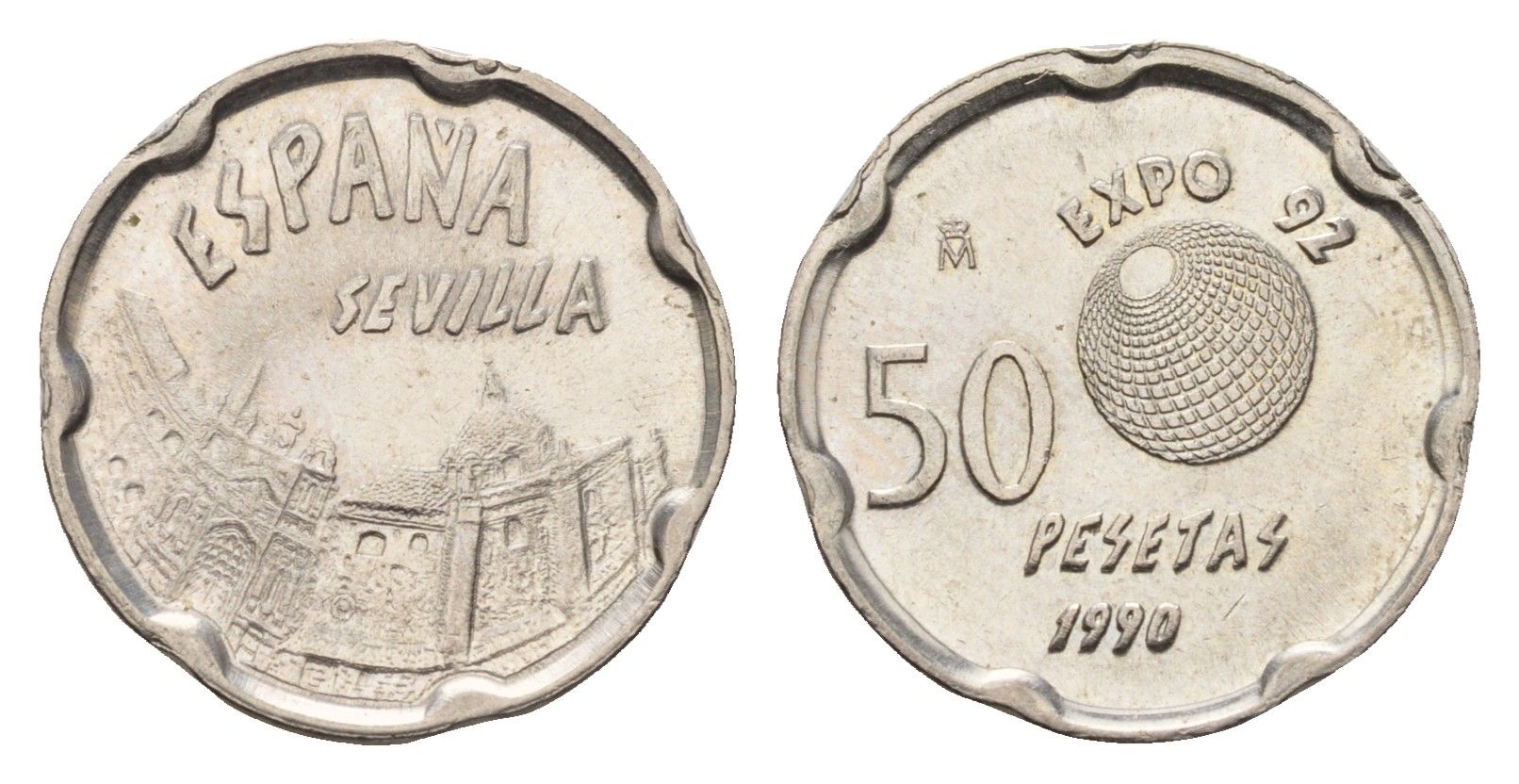 Испания 50 песет 1990 Expo '92, Город Севилья KM 853 медно-никель UNC 4684-1114