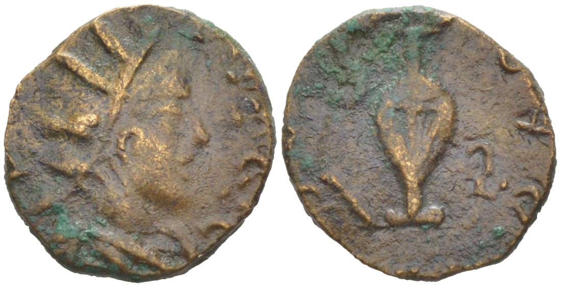 Римская Империя, императоры в Галлии антониниан 273 - 274 Тетрик II, C PIV ESV TETRICVS CAES, бюст цезаря / PIETAS AVGG, понтификальные атрибуты, Августа Треверов RIC 254 биллон 1073-20-102