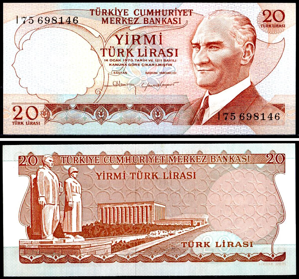 Турция 20 лир ND (1983) Pick 187 b бумага UNC (пресс) 401-89-1-2