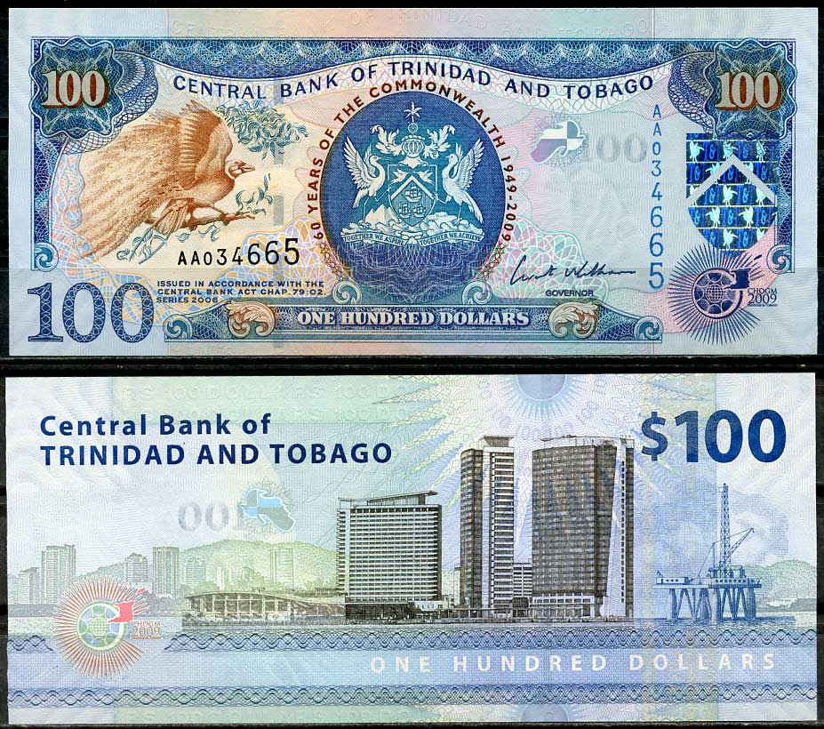 Тринидад и Тобаго 100 долларов 2009 60 лет Содружеству Pick 52  бумага  UNC (пресс) 00-00