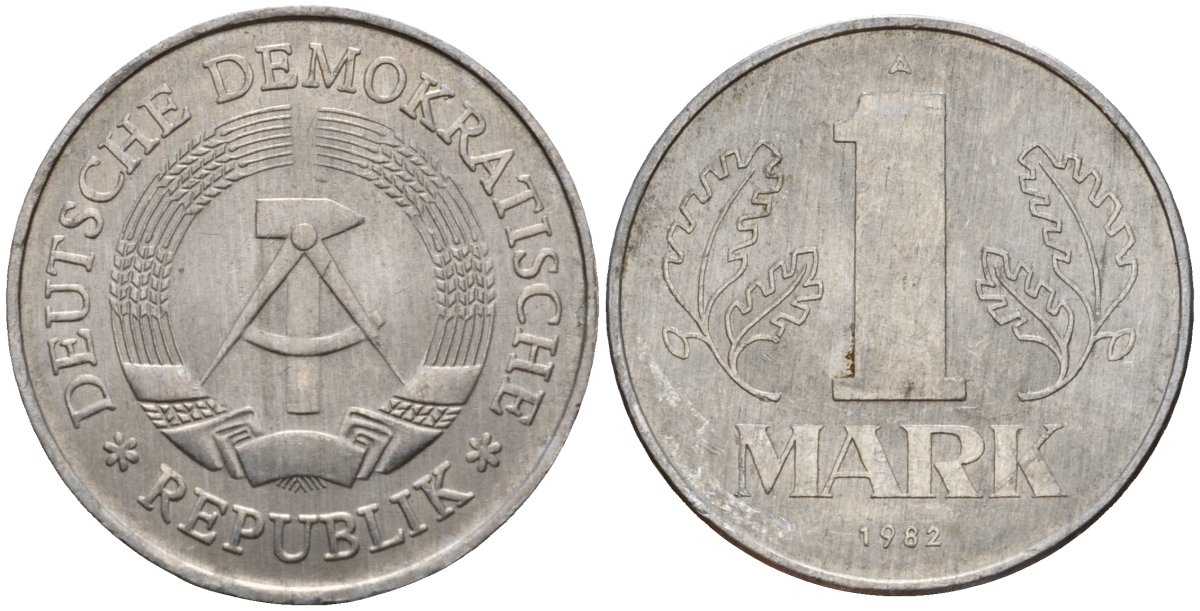 ГДР 1 марка 1982 A KM 35.2 алюминий 4601-515