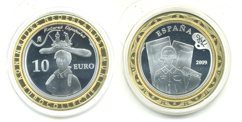 ИСПАНИЯ 10 ЕВРО 2009 САЛЬВАДОР ДАЛИ, МРАМОРНЫЙ БЮСТ ЖЕНЩИНЫ серебро PROOF 05-042-12