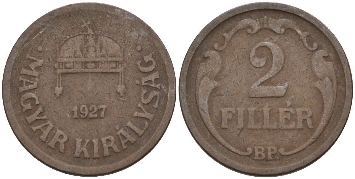 Венгрия 2 филлера 1927 BP KM 506 бронза 4115-1111