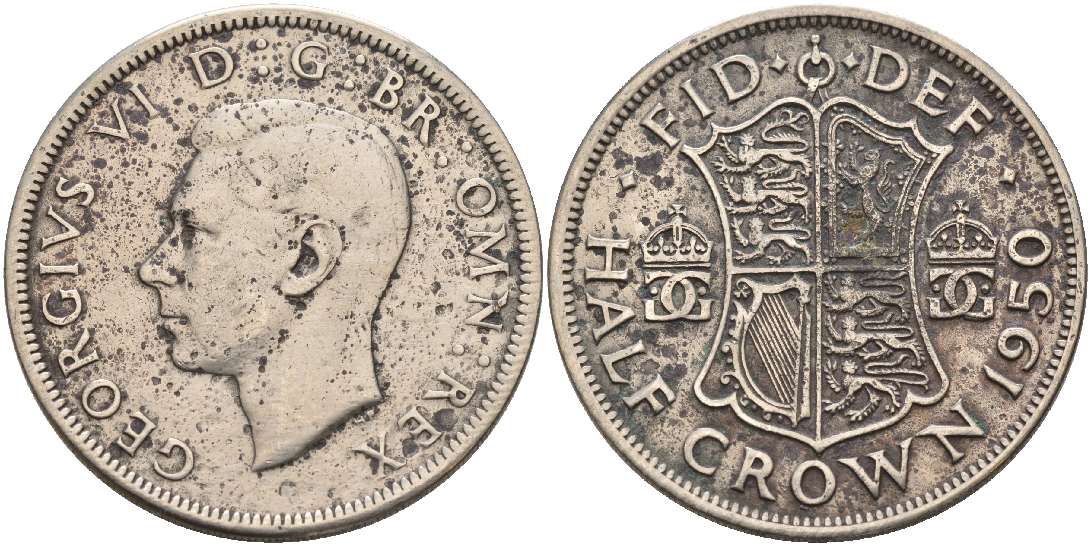 Великобритания 1/2 кроны 1950 Георг VI (1936-1952) KM 879, Spink 4106 медно-никель    4599-734